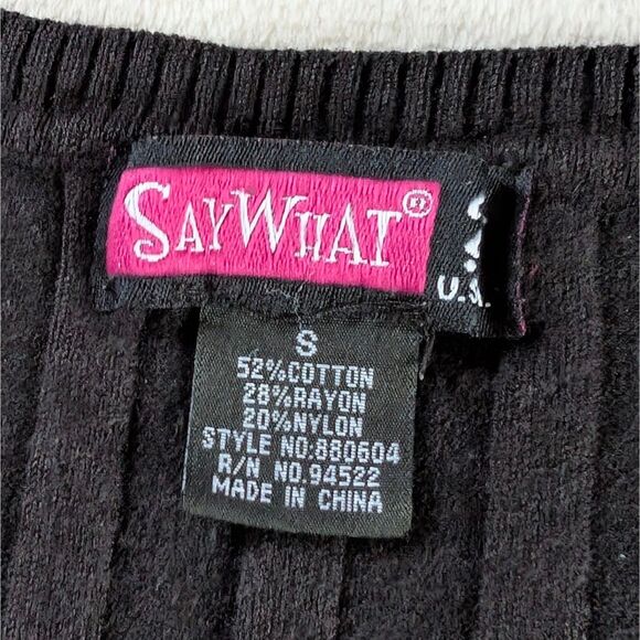 Y2K Fitted Short Sleeve Sweater Women's XS/Small Black Solid Ribbed Ruched - Picture 4 of 6